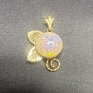 Vintage Gold Filled Signed Rainbow With Faux Opal